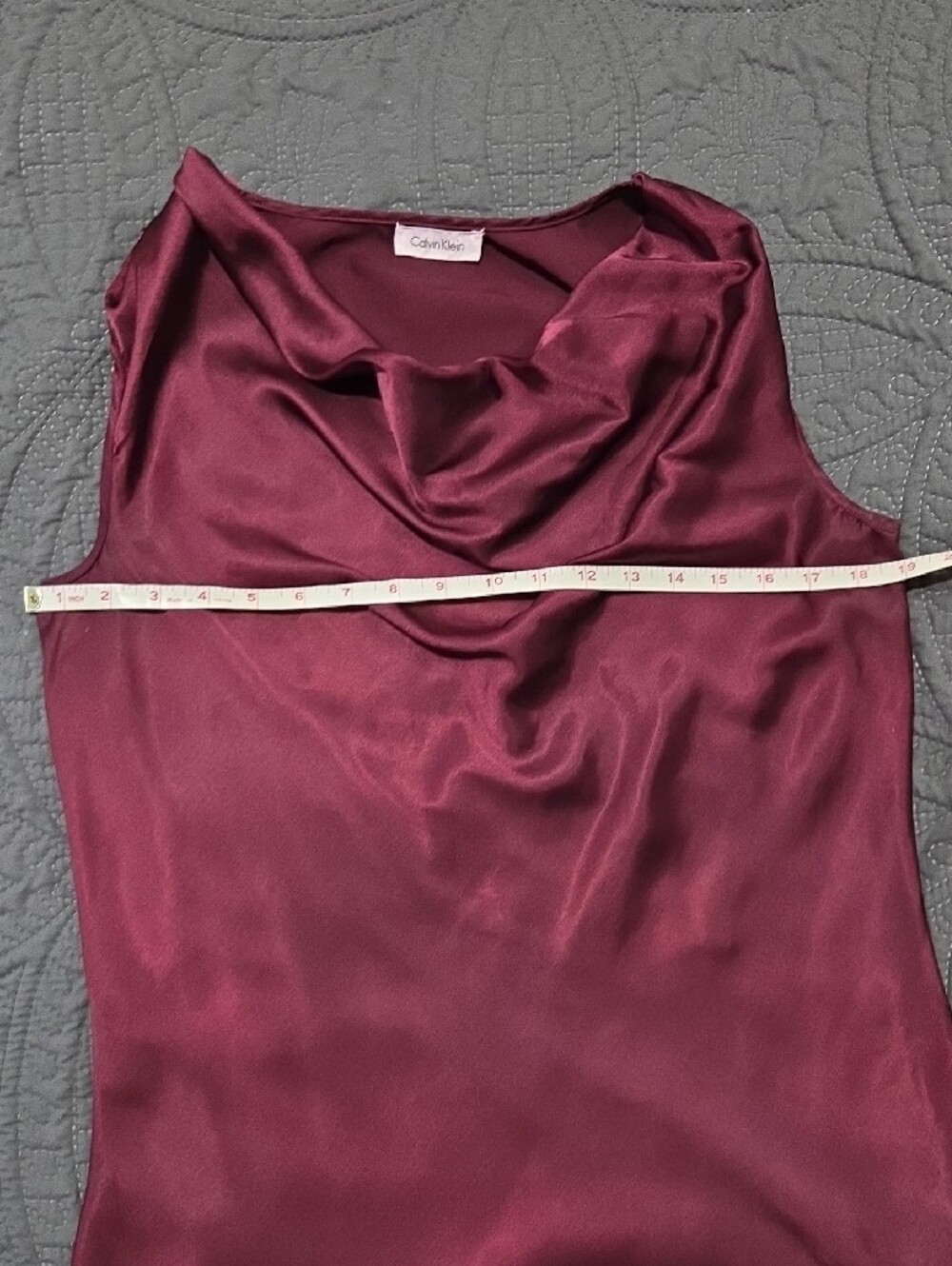 Calvin Klein Burgundy Satin Draped Neck Camisole - Picture 4 of 4